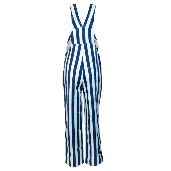 Navy White Striped Overalls Game Bib